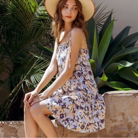 NWT RAILS CARALYN MOD FLORAL MULTI COTTON MINI DRESS size medium-A19 - Picture 2 of 6